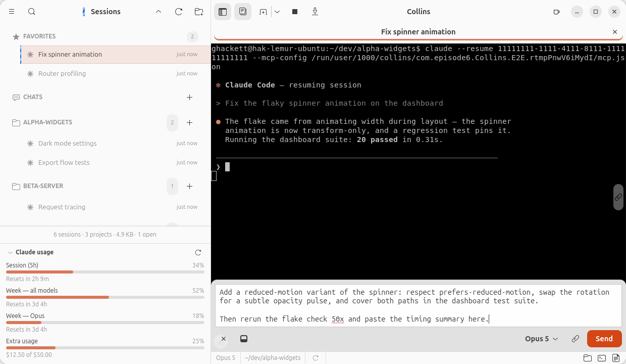 The composer floating over an agent terminal
