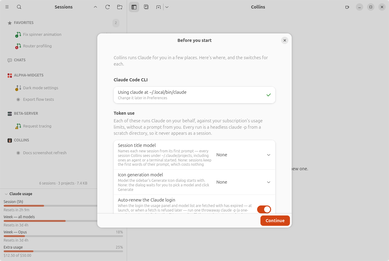 The first-launch dialog